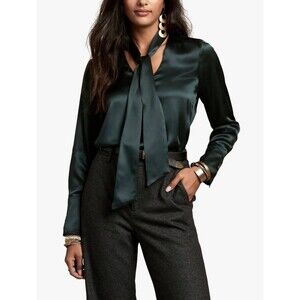 Banana Republic Dark Green Silk Button Down Shirt